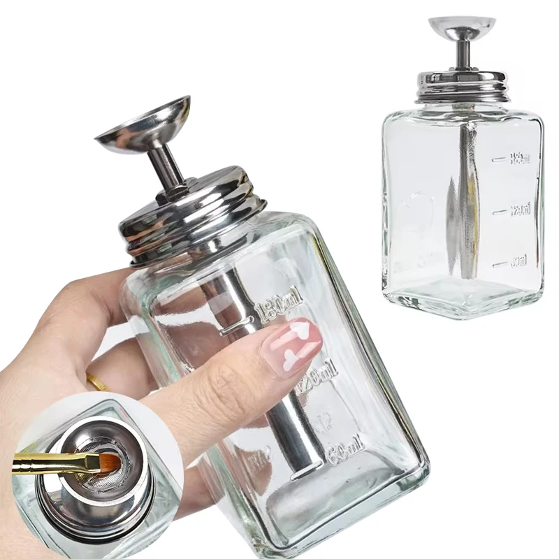 

180ml Empty Liquid Press Pump Dispenser Nail Storage Refillable Bottles Nail Art Polish Remover Cleaner Makeup Manicure Tools