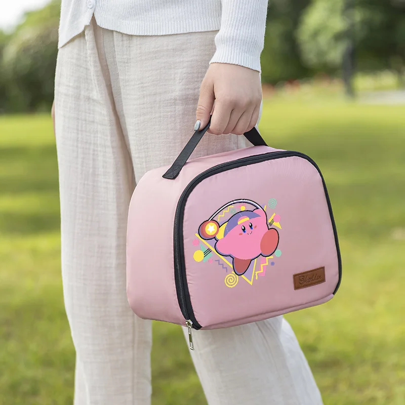 Kirby Lunch Bag Girls Boys Cartoon Insulated Thermal Bags Women Portable Fresh-keeping Pack Picnic Travel Storage Handbag Gifts