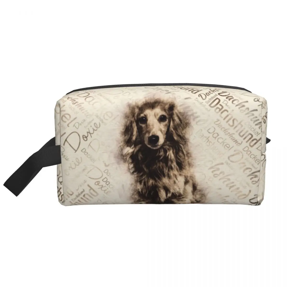 Longhaired Dachshund Dog Cosmetic Bag Women Kawaii Big Capacity Badger Sausage Wiener Makeup Case Beauty Storage Toiletry Bags