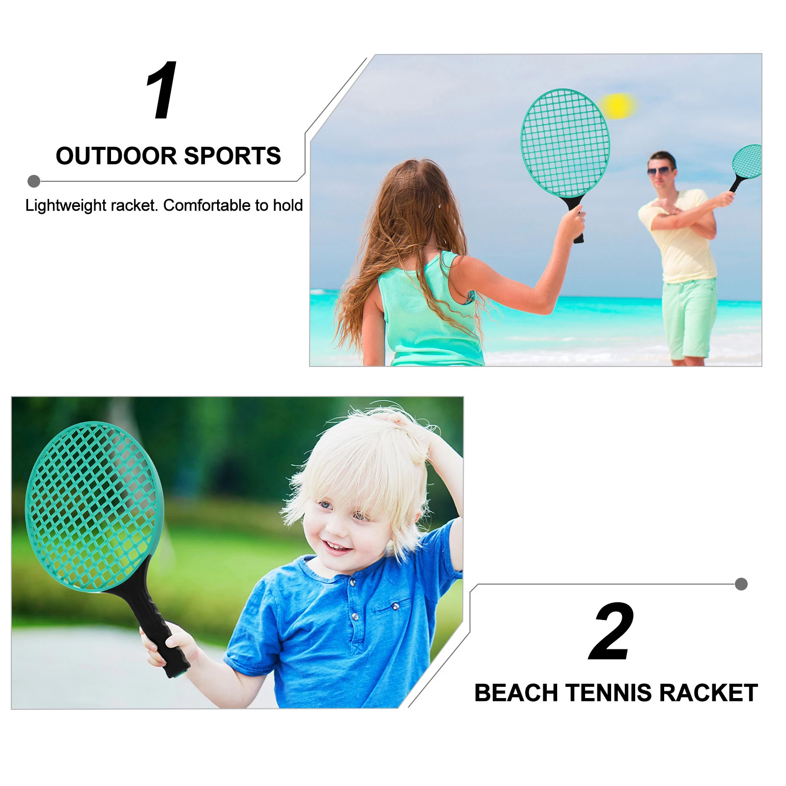 

2pcs Kids Tennis Racket Soft Lightweight Outdoor Sports Toy Beginner Friendly Children Beach Bat Racquet