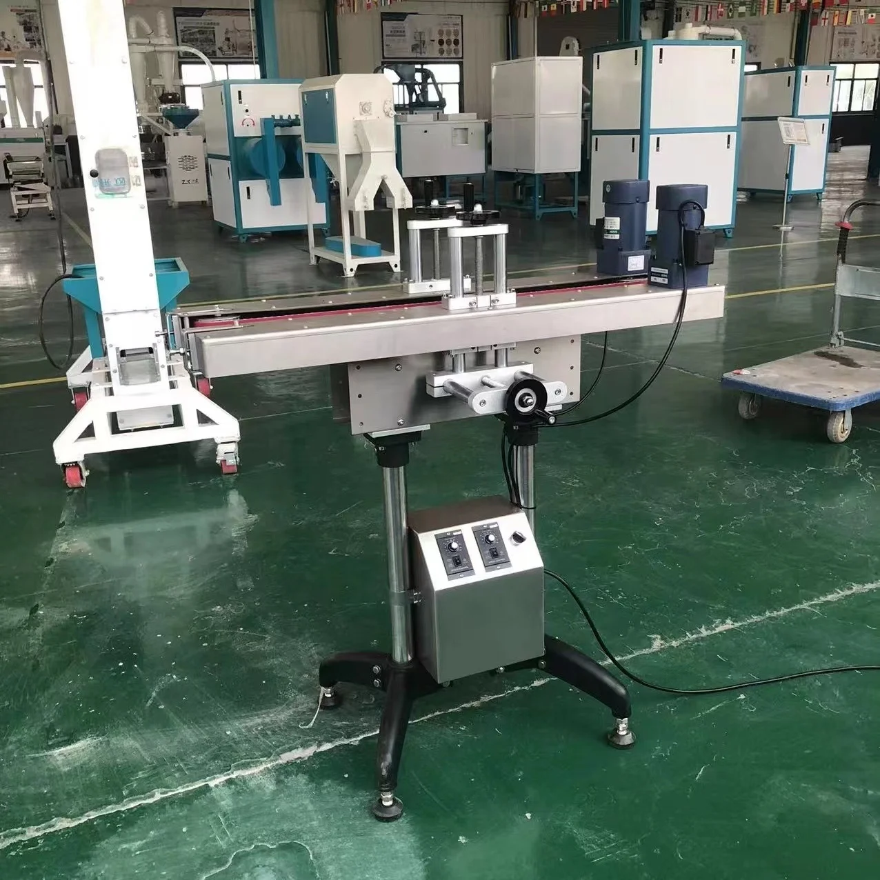 Bottomless Side Gripper Grab Belt Conveyor with Gap Transfer for Uneven Bottom Pet Bottles for Manufacturing Plant Use