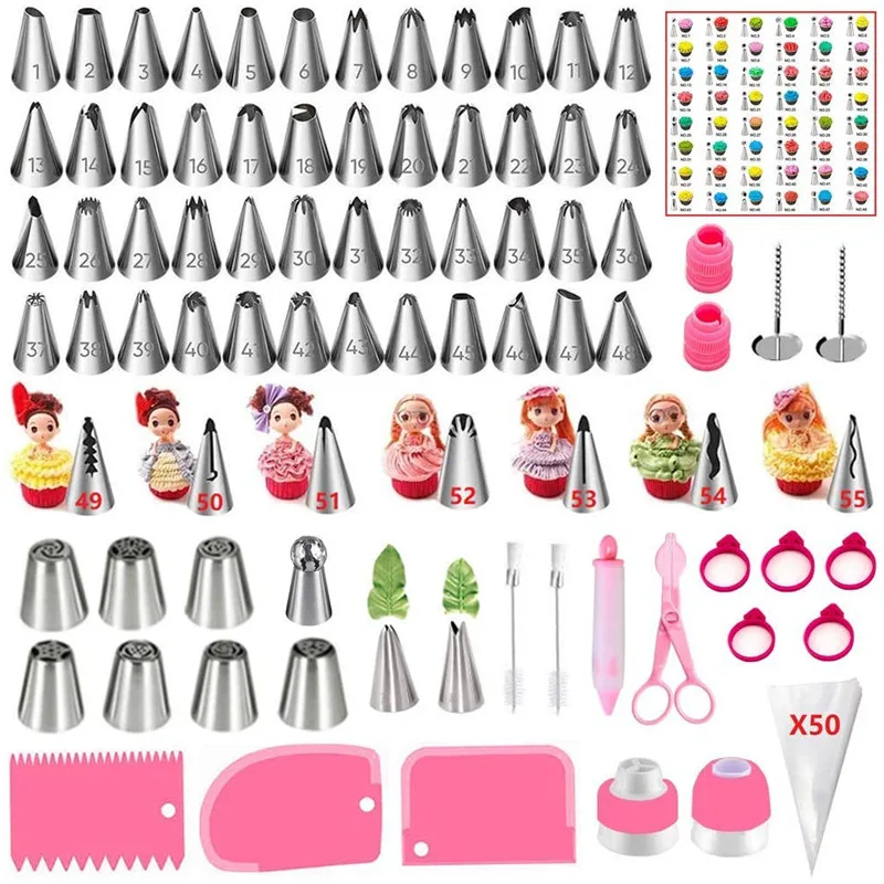 

135PCS Piping Nozzle Numbered Leaf Cake Decoration Accessories Piping Nozzle Bag Moldes Para Cakepops Silicone Molds For Baking