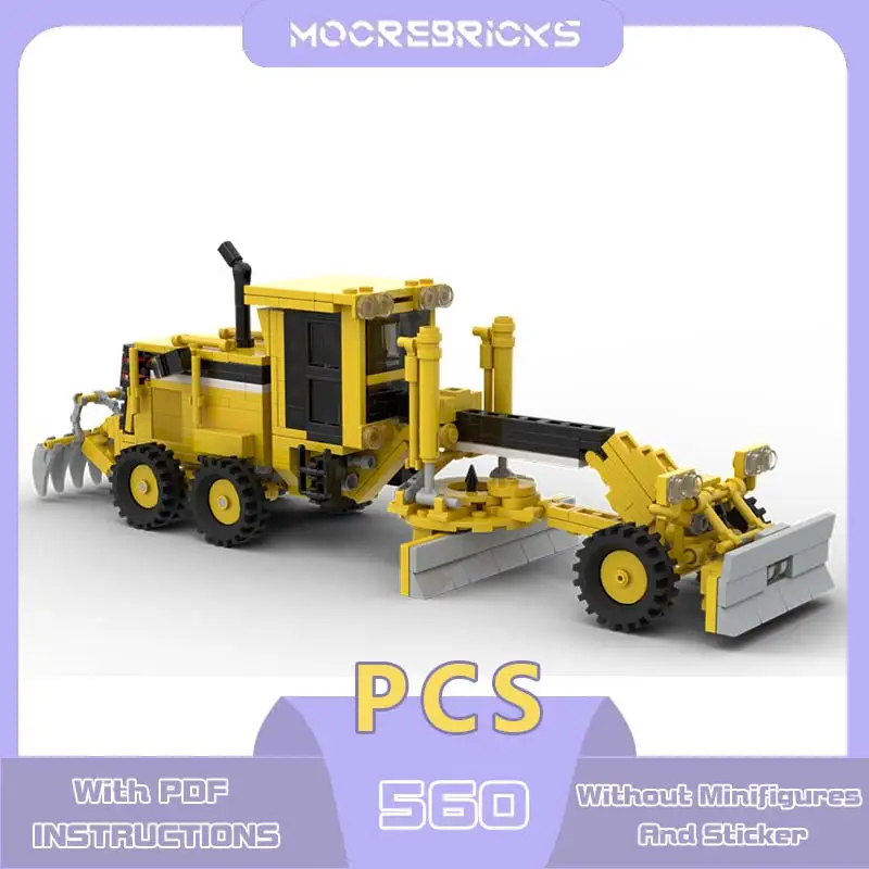 MOC-87965 Cat Motor Grader Building Blocks City Engineering Vehicle Model Mini Bricks Compatible 560PCS Toys Kids Christmas Gift