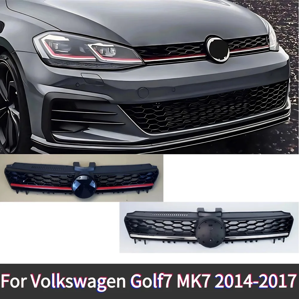For Volkswagen Golf7 MK7 2014 2015 2016 2017 GTI Style Sport Front Bumper Radiator Grid Honeycomb Hood Mesh Accessory
