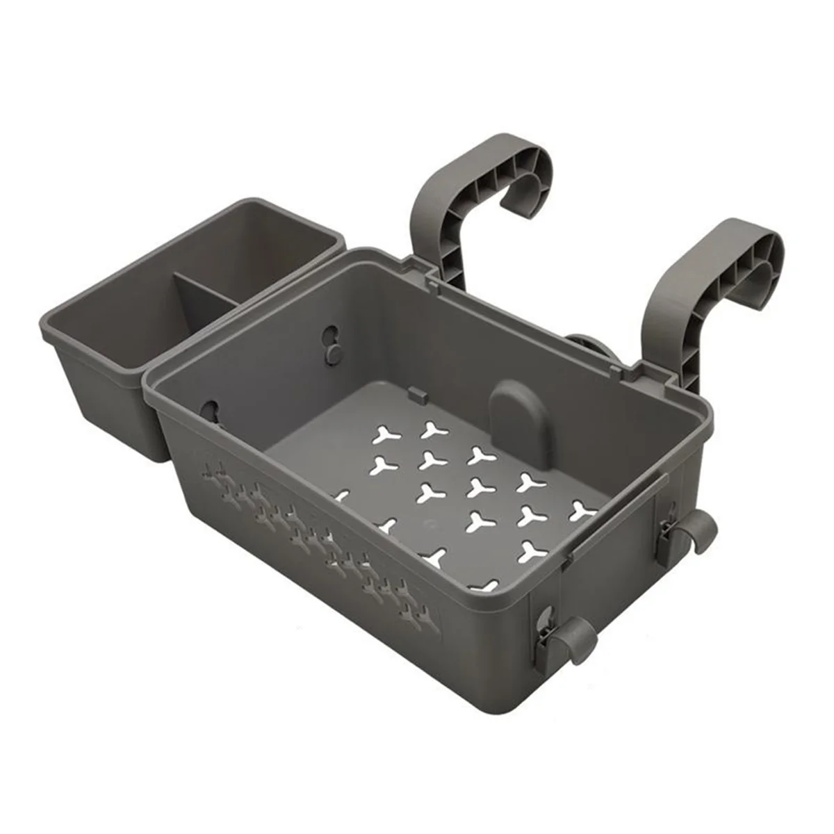 Portable Poolside Storage Basket Tray with Cup Holder Above Ground Pool Accessories Poolside Storage Gray