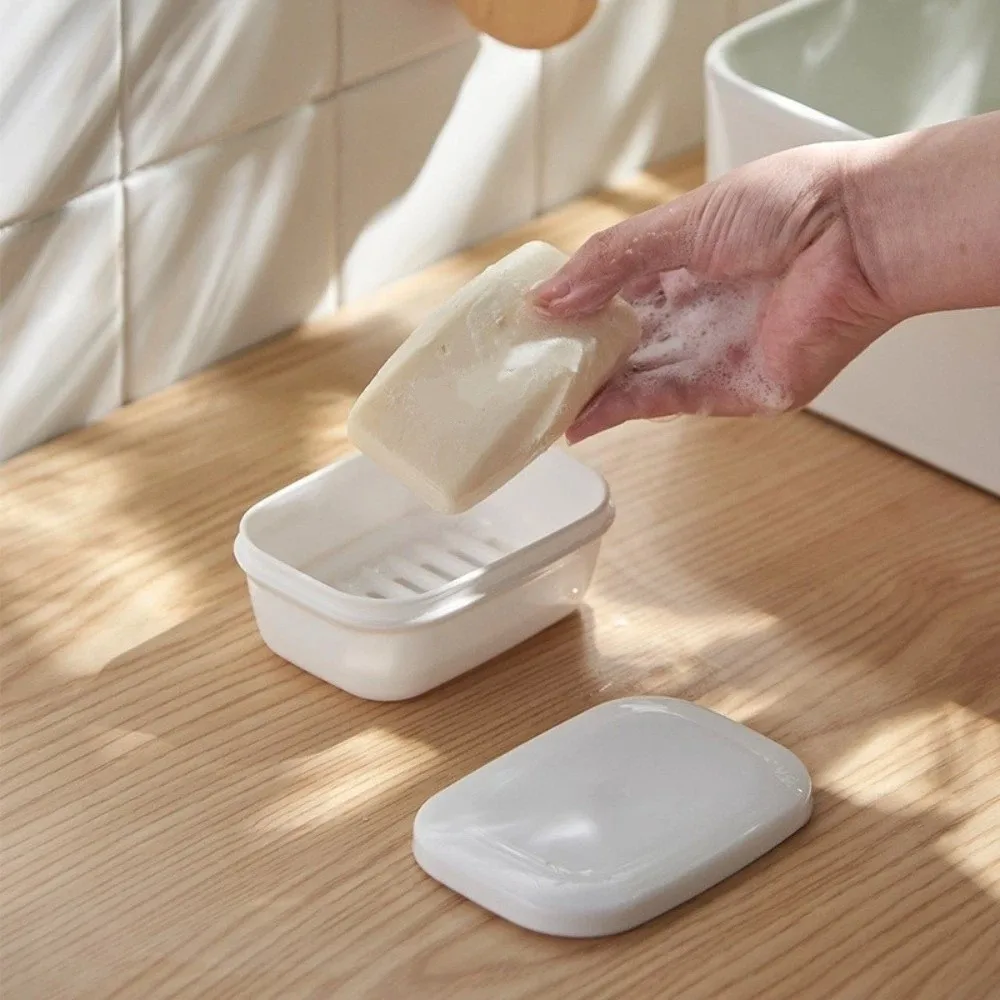 Waterproof Leakproof Soap Holder Detachable with Lid Soap Container Draining Layer Plastic Travel Bar Soap Case Dormitory