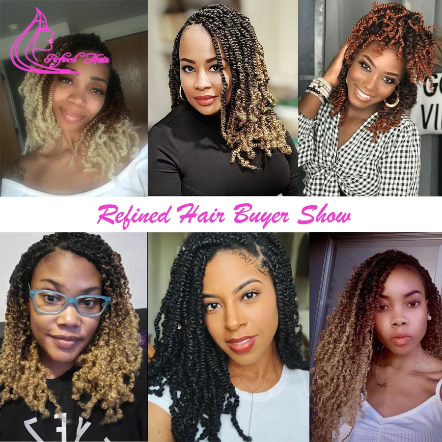 Ombre Spring Twist Hair Fluffy Crochet Braids Synthetic Hair Extensions Braids Free tress Curl Twists 30strands/pc Brown Blonde