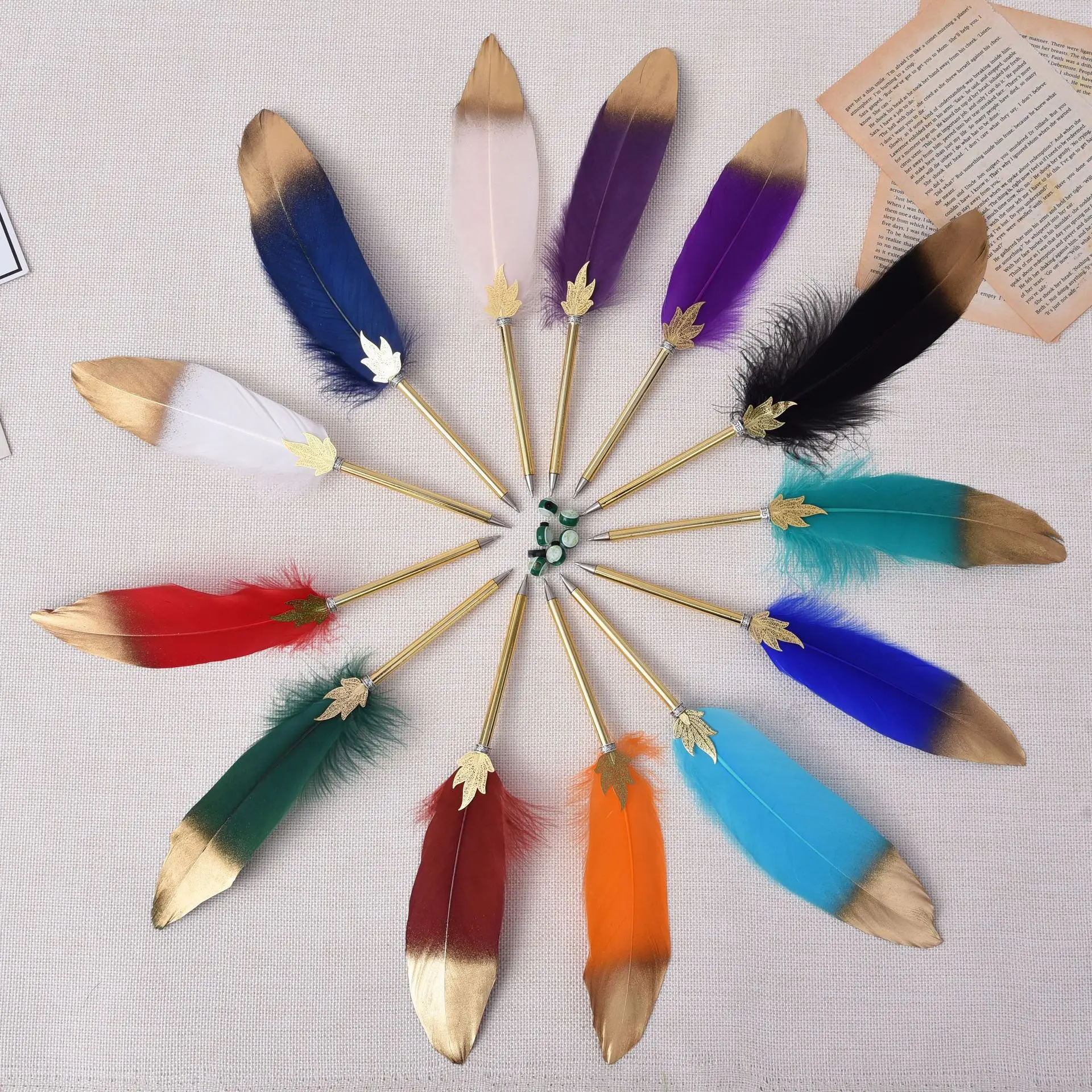 1pcs Fashion Business Gift Office Ballpoint Pen Cute Feather Decor Colorful Writing Pen For Kids Creative School Stationery