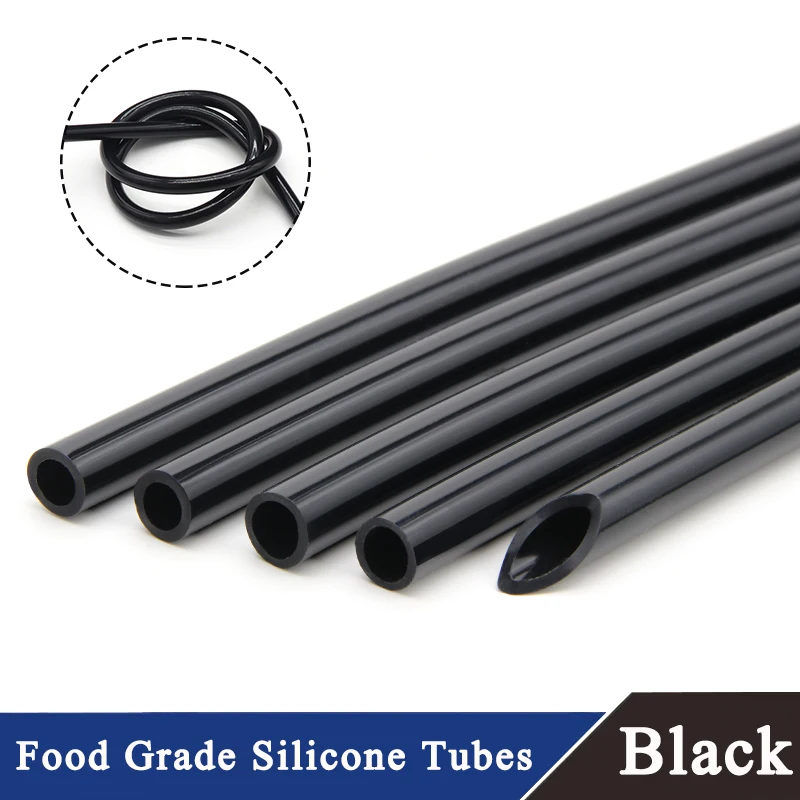 

1~10M Black Food Grade Silicone Tube Rubber Hose ID0.5~32mm Flexible Aquarium Air Irrigation Pipes Water Connector Garden Hoses