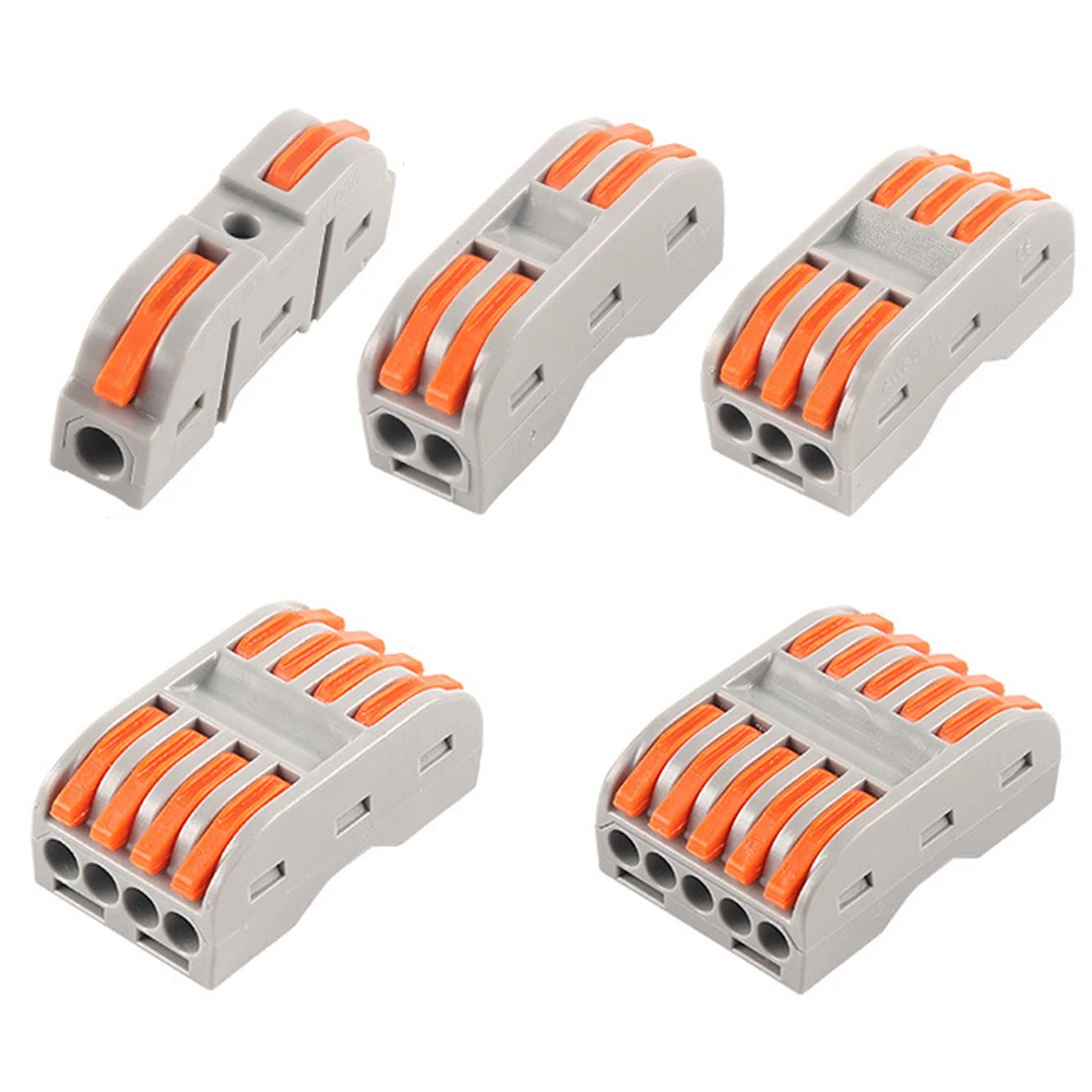 

10PCS Nut Terminal Block Compact Electric Cable Connector 1/2/3/4/5 In 1/2/3/4/5 Out Flame Retardant PC Wire Terminal Connector