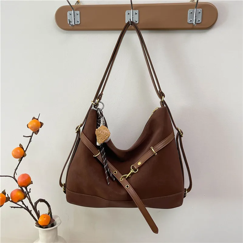 

Trendy PU Leather Crossbody Bag Backpack for Women, Adjustable Strap Shoulder Handbag Purse Spacious Ladies Casual Shopping Tote