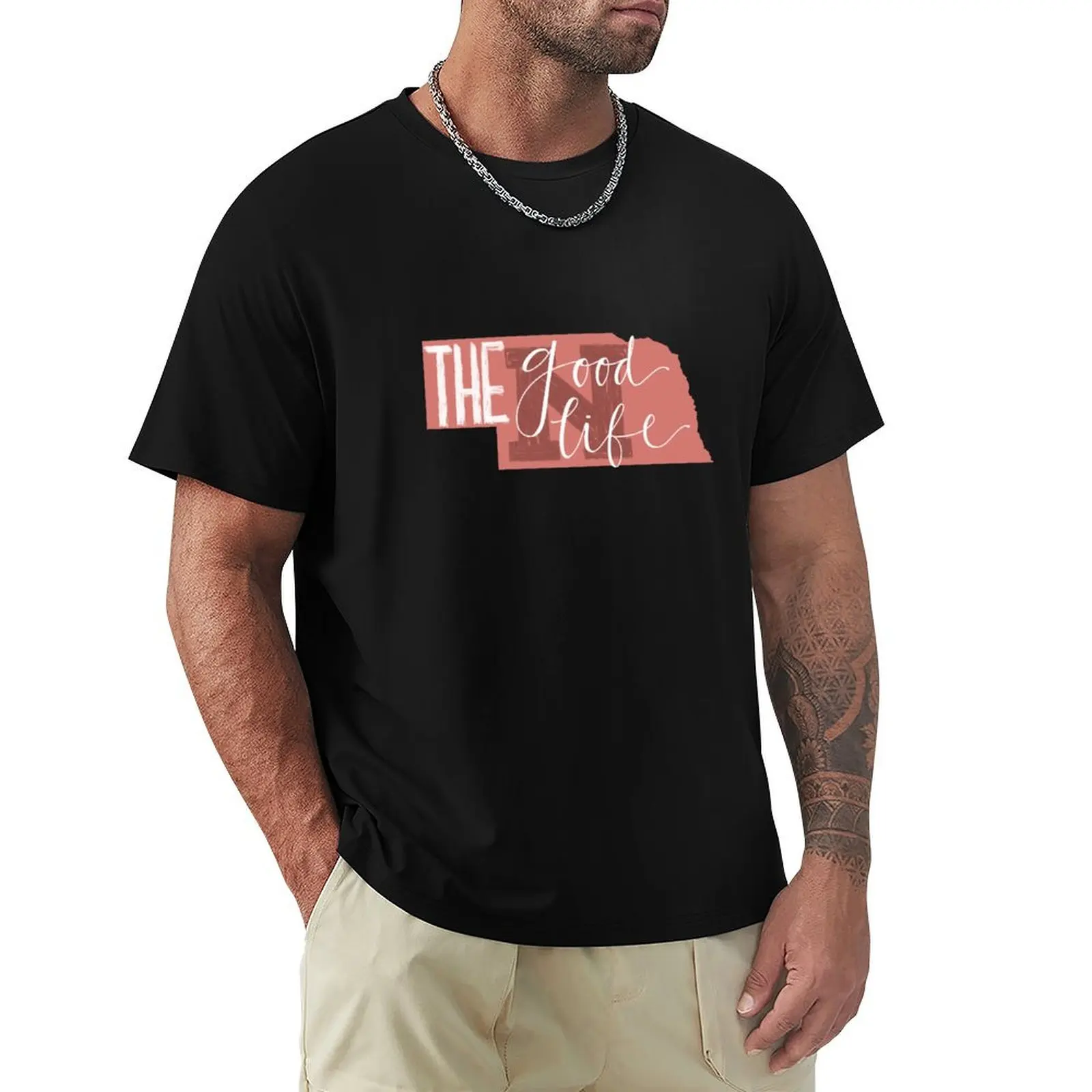 

Nebraska The Good Life T-Shirt Basic Casual Short Sleeve Cotton Shirt