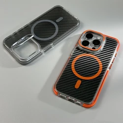 Lens Kickstand Holder Wireless Charging for MagSafe Phone Case for iPhone 16 17 pro max 15 14 13 11 12 Carbon Fibre Bumper Cover