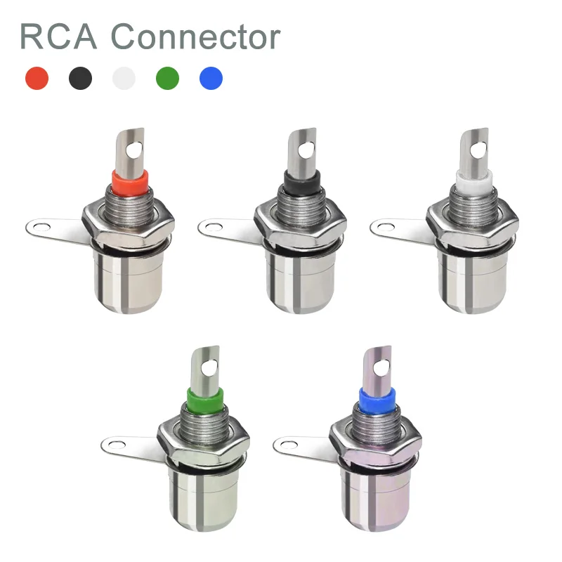 

20/100 шт. разъем для монтажа на панели RCA, 6-цветный гнездовой разъем RCA для крепления на панели, аудиоразъем, переборка