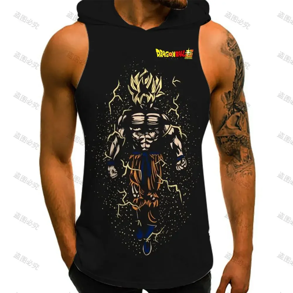 Men's T-shirts Hooded T-shirt Vegeta Dragon Ball Z Custom Tank Top Men 2024 Harajuku Style Sleeveless Shirt Man Gym Summer New