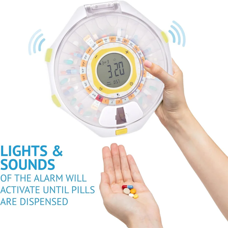 

LICE-Bluetooth Automatic Pill Dispenser,28-Day Capacity, Sound & Light Alerts, Key Lock, LCD & Easy Setup On The Livefine App Du