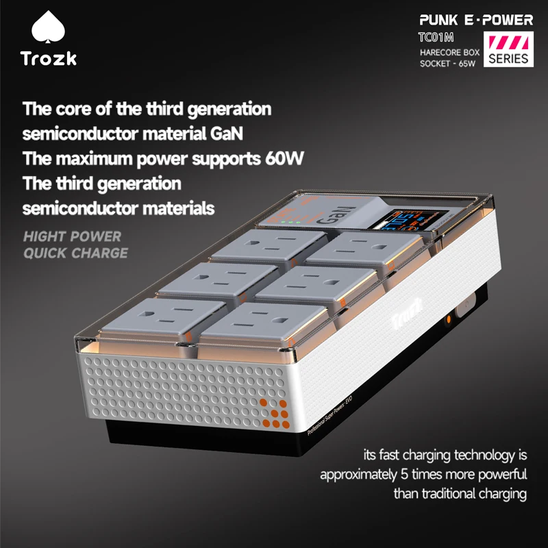 TROZK US 65w Fast Charging Board Socket With 2 USB Jacks PC-VO Flame Retardant Desktop Socket Fast Charging Patch Board