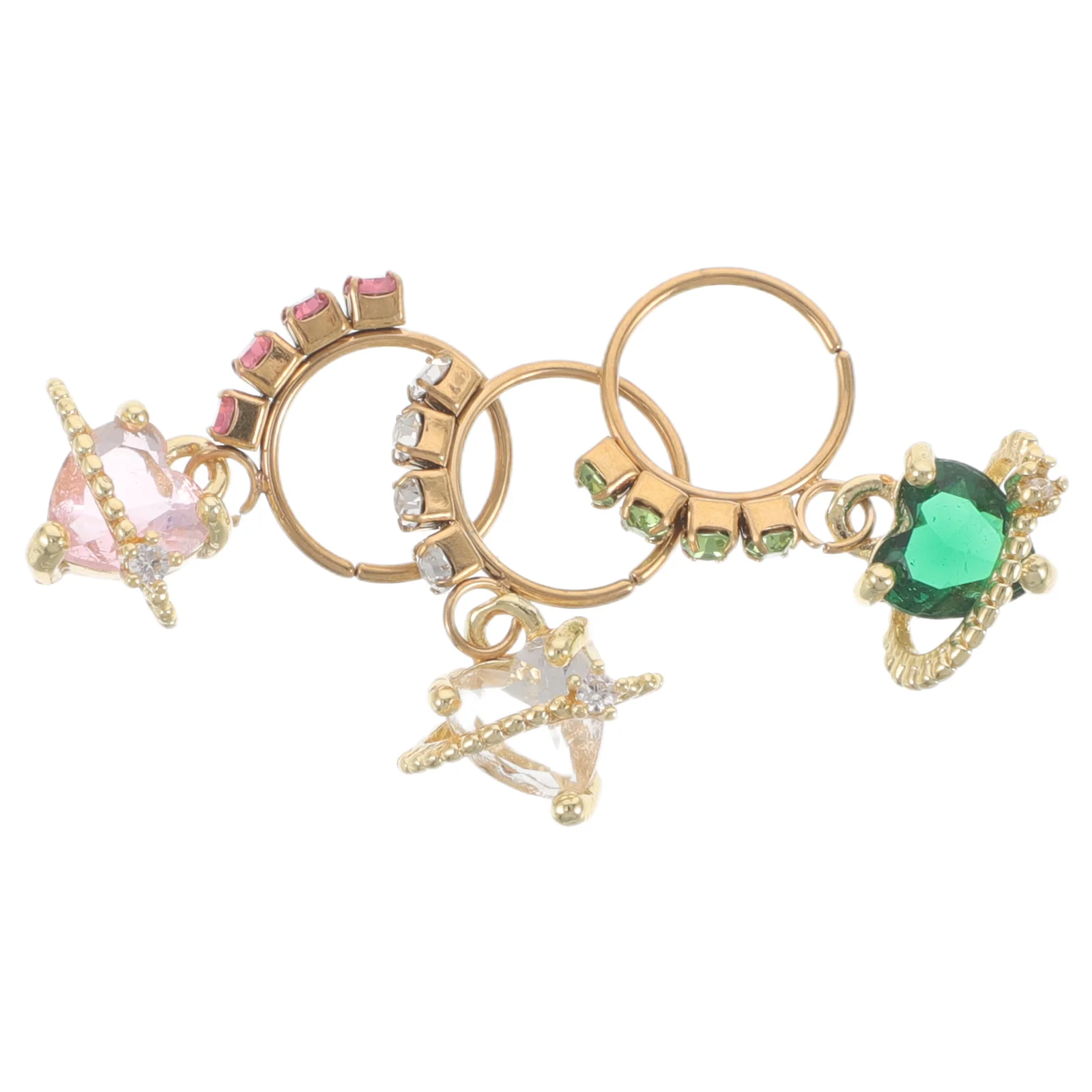 

3Pcs Nose Rings Set for Women Heart Shaped Stainless Steel Hypoallergenic Nose Decor Rings Fashionable Piercing Accessories Gift