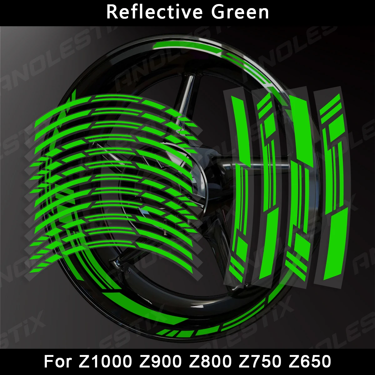 AnoleStix Reflective Motorcycle Wheel Sticker Hub Decal Rim Stripe Tape For Kawasaki Z1000 Z900 Z800 Z750 Z650