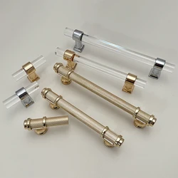 2-Color Acrylic Kitchen Furniture Handle European Style  Cabinet Drawer Handles Dressing Table Closet Door Knob Bookcase Pulls
