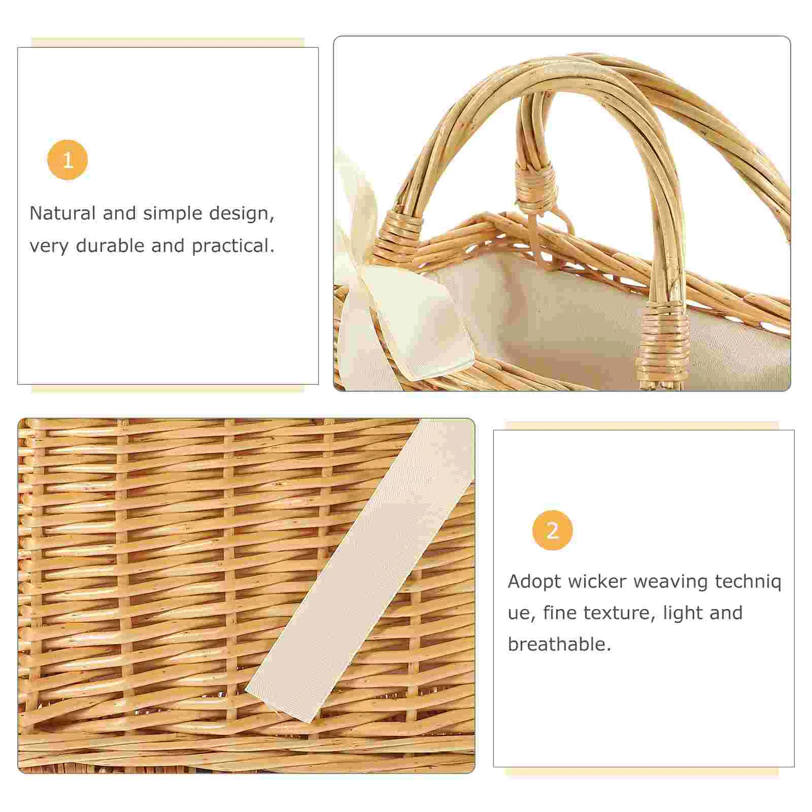 Woven Flower Basket Hand-woven Lunch Box Office Holder Wicker Handbag Alternative