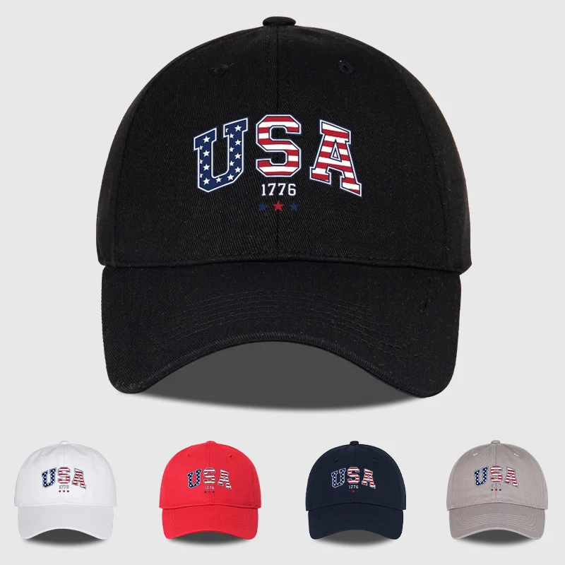 USA1776 American Flag Print Soft-Peak Baseball Cap—Independence Day Outings, Everyday Streetwear, Casual Unisex Dad Cap