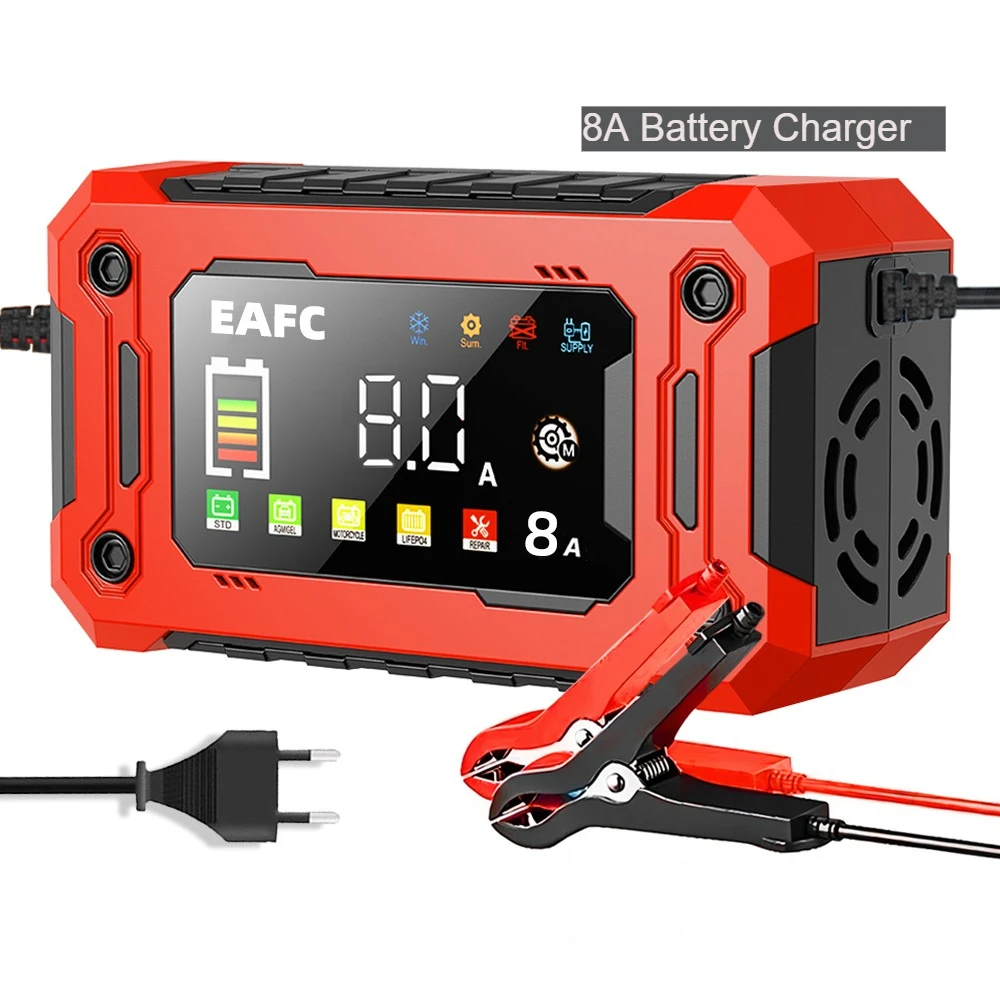 12V 8A /12V 15A auto-acculader |   One-Touch pulse-reparatie en automatische start |   Alles-in-één snellader voor auto, motorfiets, vrachtwagen