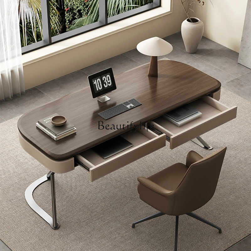 

Light luxury solid wood desk Modern minimalist home living room study computer desk