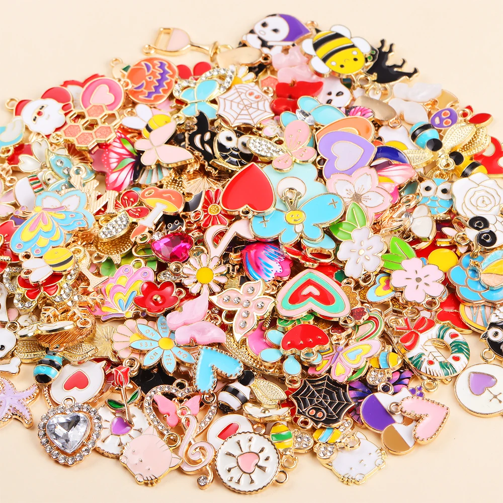 More Than 5000 Styles Random Mixed 20Pcs Hearts Flowers Animals Charms Jewelry Making Earrings Necklace DIY Accessory Wholesale