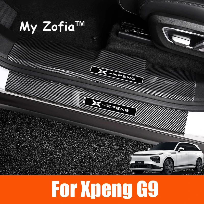 

For Xpeng XiaoPeng G9 2023 2024 2025 Car Door Sill Protectors Front Rear Door Pedal Cover Carbon Fiber ABS Car Anti-dirty Pad