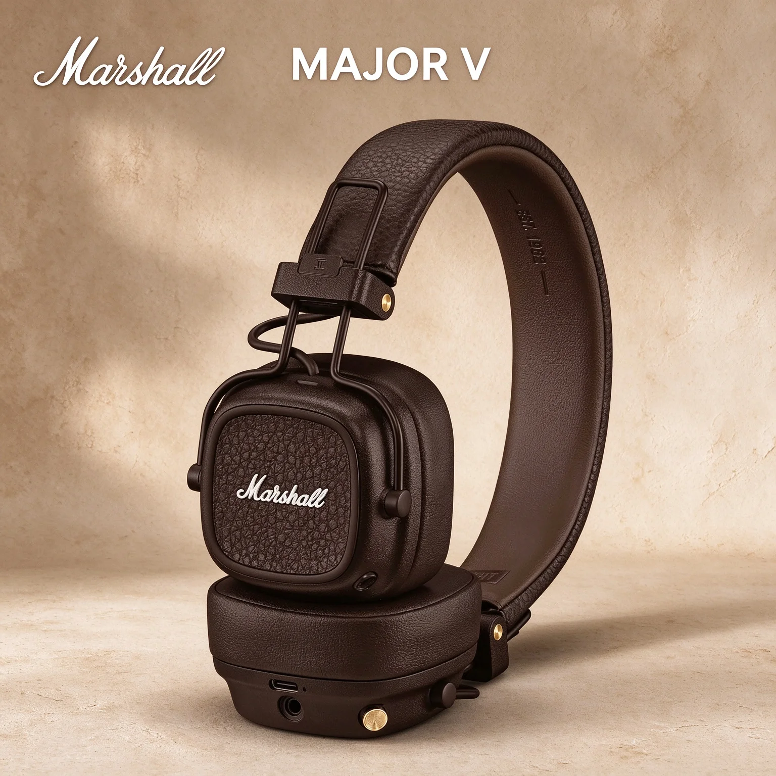 Marshall MAJOR V Foldable Bluetooth Headphones, Custom M Button Control, 100+hr Playtime Custom Drivers for Warm Immersive Sound