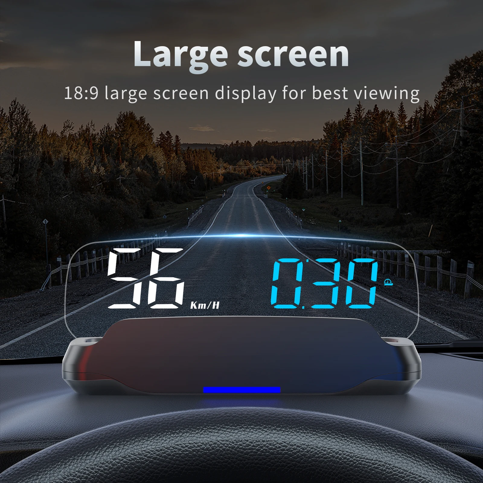 C7B Car OBD HUD Head Up Display Speedometer With Alarm Voltmeter Compass Water Temp Projector Navigation Smartphone Holder