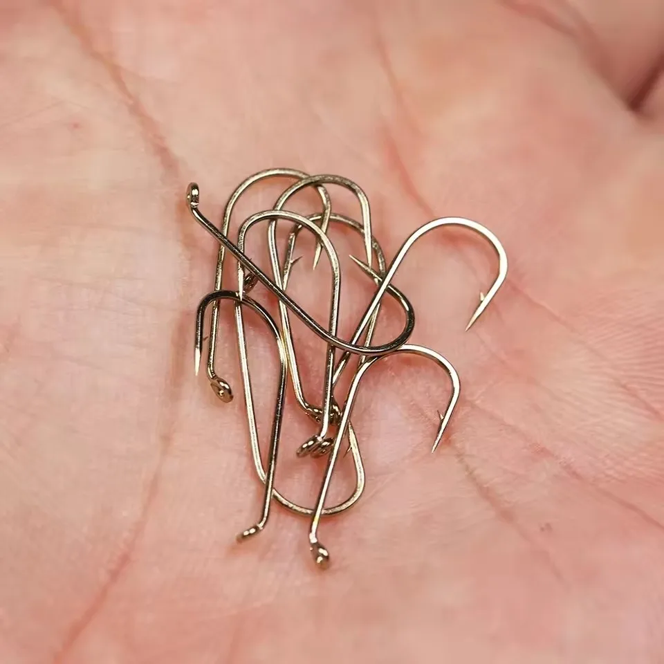 100 Stück 1X Langstieliger Down-Eye Trockenfliegenhaken # 8- # 22 Nymphen-Bindehaken aus scharfem Kohlenstoffstahl für Forellen – Standarddraht – Detail 5
