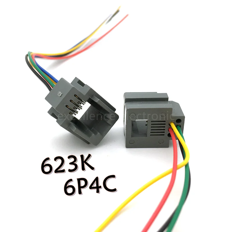 2pcs RJ11/RJ12/RJ45 616E 623k 616M 641D Female Adapter Socket for Internet Telephone With Cable 15cm