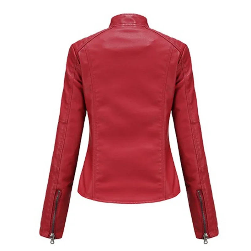 Женская куртка из искусственной кожи, осень и весна 2023, Женская мотоциклетная байкерская куртка на молнии, облегающее пальто большого размера, новая верхняя одежда
