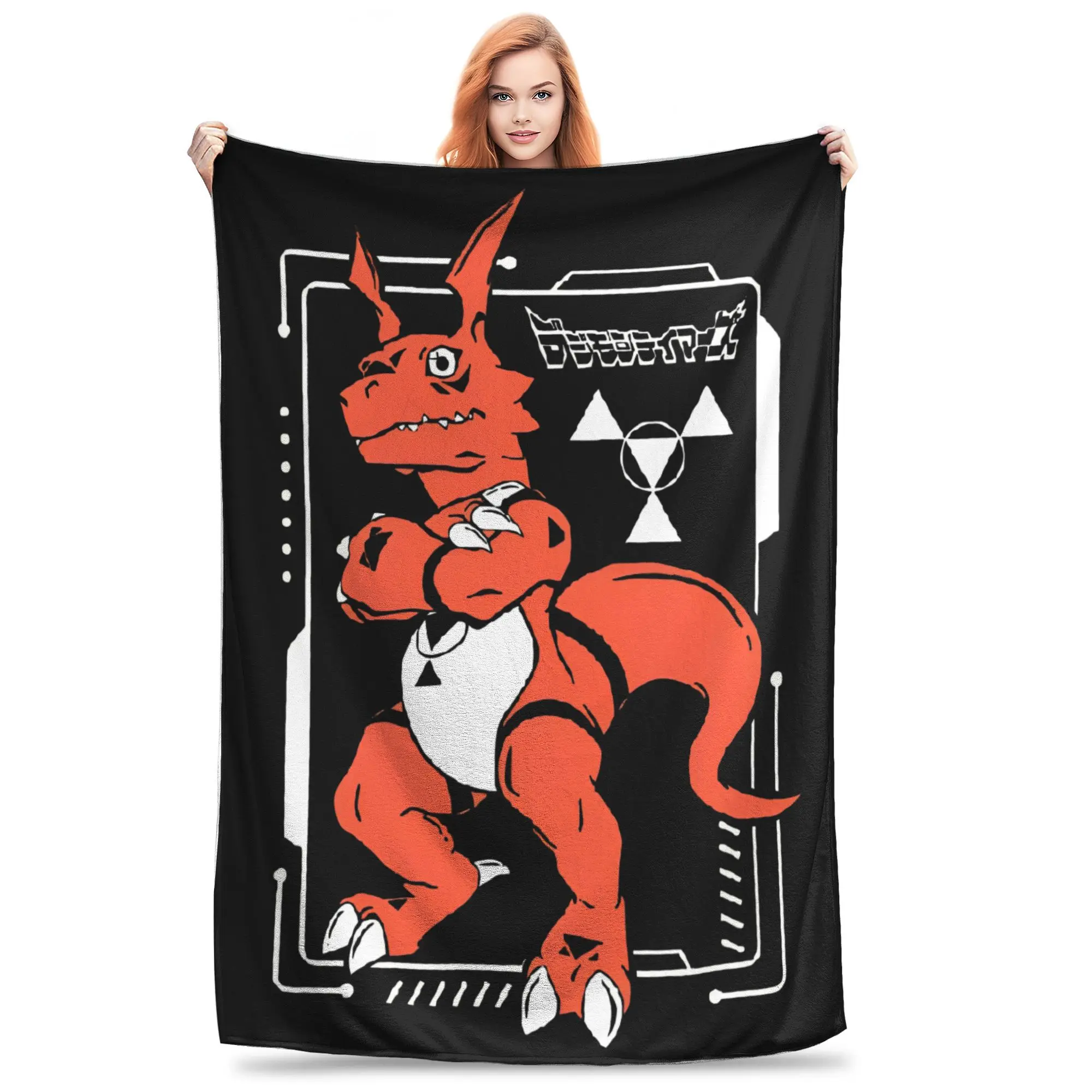 Digimon Guilmon Blankets  Fleece Funny Breathable Throw Blanket for Bed Sofa  Winter