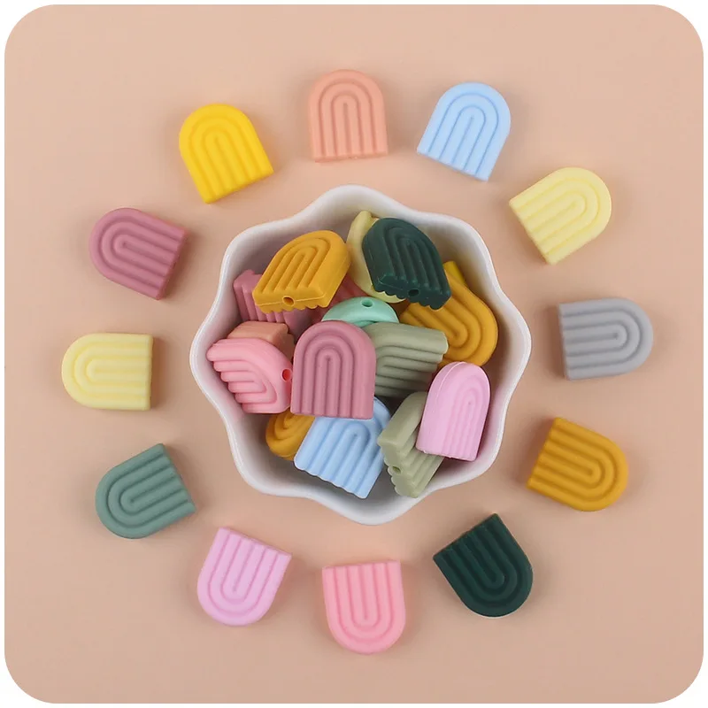 

ABCPICK 10Pcs/lot Silicone Beads Rainbow Food Grade For Jewelry Making DIY Necklace Pacifier Chain Accessories