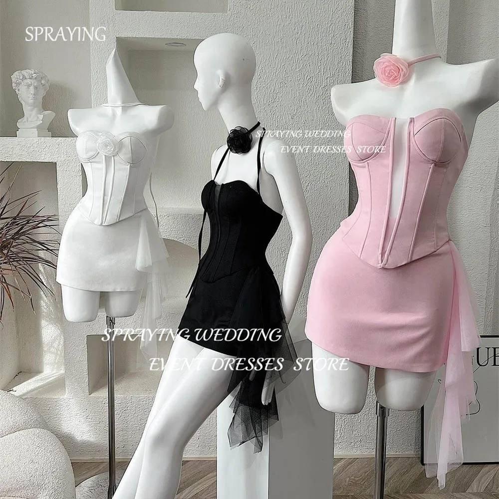 

SPRAYING Sexy Sweetheart Satin Prom Dress Mini Short A-line Cocktail Dress Formal Party Dress Above the knee Activity Dresses