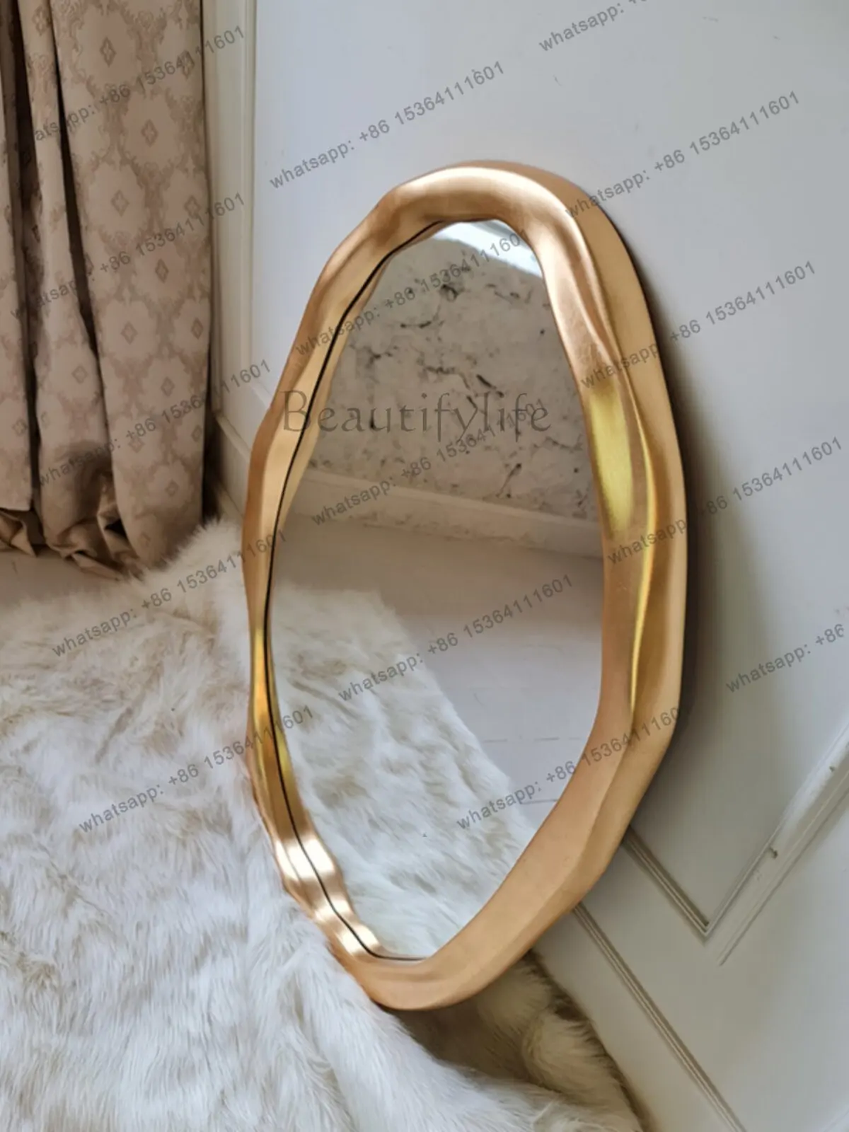 French light luxury special-shaped engraving bathroom mirror bathroom special-shaped makeup mirror entrance decoration