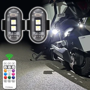 RGB LED Strobe Lights para carro e motocicleta, 8 cores, posição do flash, luz sem fio, aeronaves, avião, helicóptero, luzes de advertência 10 principais vendas pisca amarok - №5
