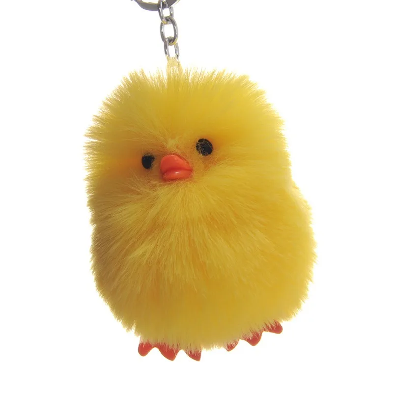1 unidad de lindo Animal de dibujos animados de piel de visón Mini pato amarillo muñeco de peluche teléfono móvil mochila colgante llavero de piel juguete artesanal regalo para niños
