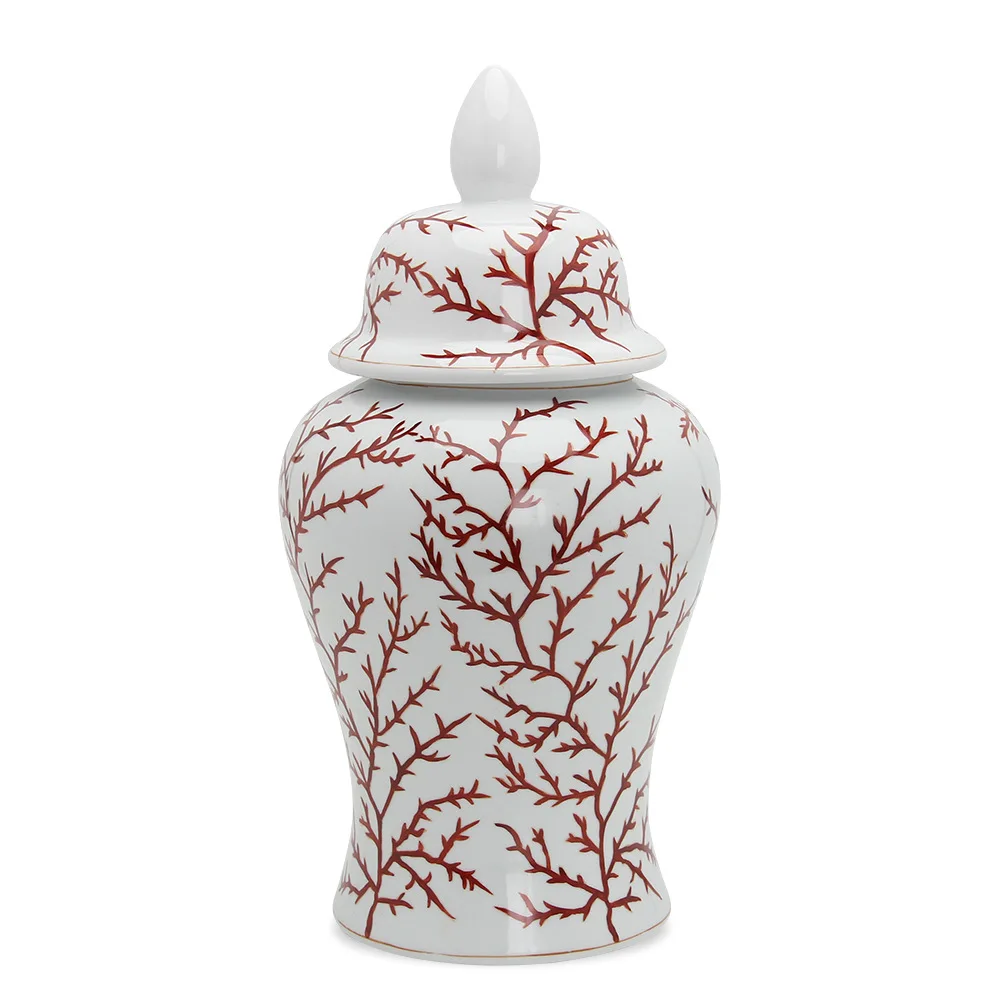 Chinese Style White Branch Pattern Ginger Jar Storage Jar General Jar Decoration Living Room Decoration Flower Arrangement Vase