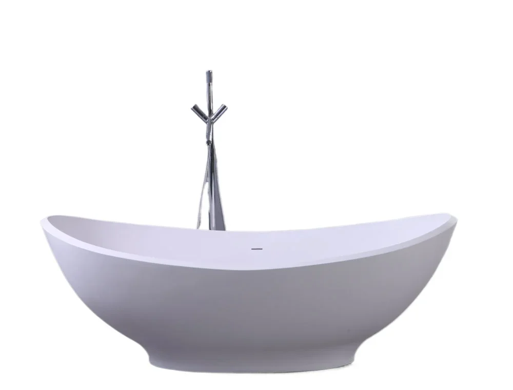 

Modern Style Artificial Stone Freestanding Bathtub Matt White Solid Surface Bath Tub