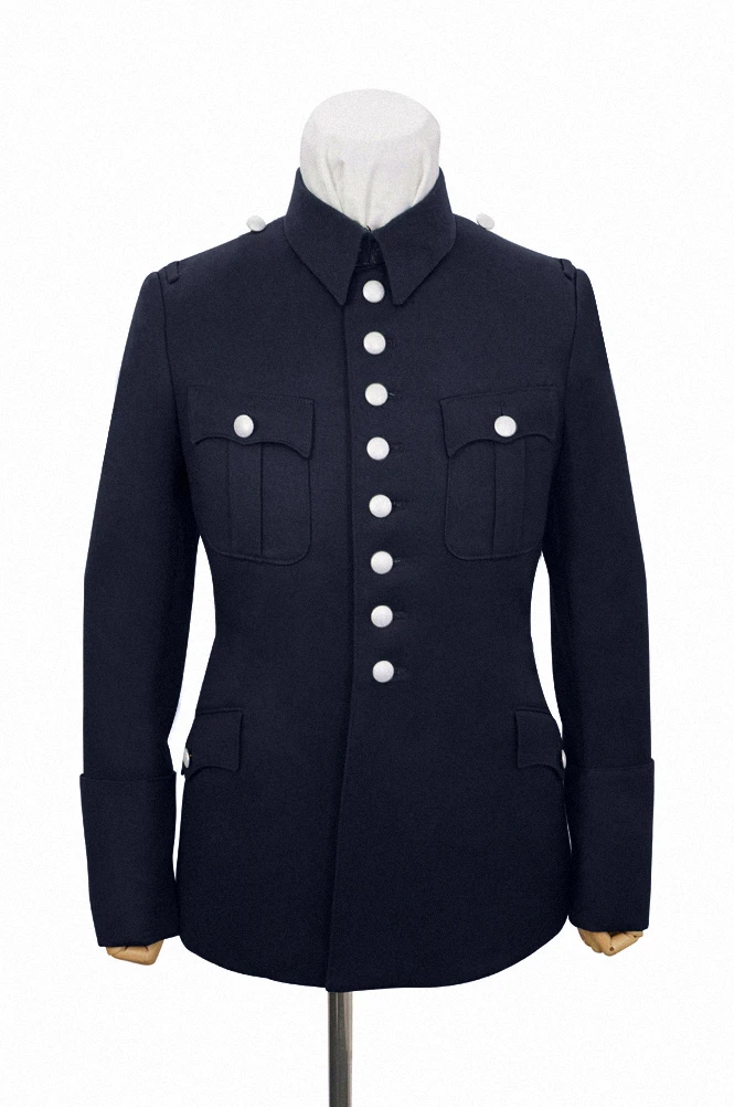 

GUWI-034 WWII German Fire Police Navy Blue Wool Service Waffenrock Tunic