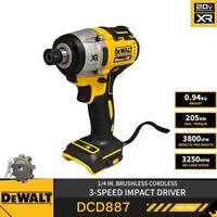 DEWALT Electric Drill Tools 205 N.M Impact driver Cordless Brushless Motor Power Tool For Dewalt DCF887 20V Battery