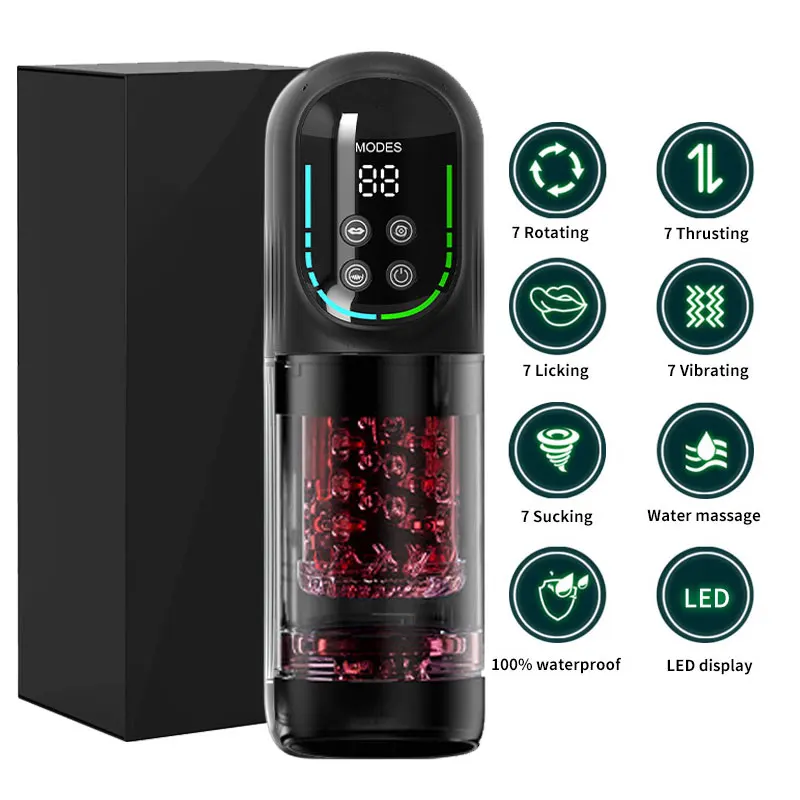 APP LED Automatic Male Masturbator Cup 7 Sucking Rotating Licking Thusting Modes Pocket Pussy Stroker Blowjob Sex Toys For Men_voghion.com