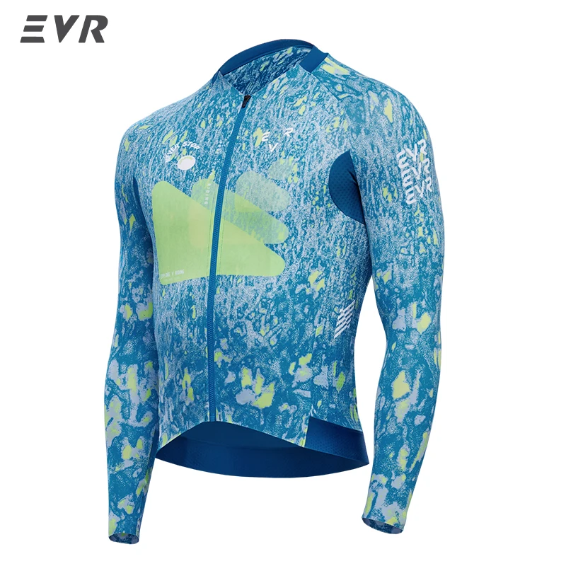 EVR Fietsshirt Lange mouwen Heren Hoogelastisch Ademend Wegfietsshirt Zweetafvoerend Sneldrogend MTB Fietsshirt