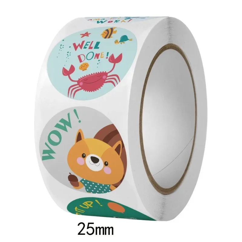 reward and encouragement pattern,kindergarten cartoon hand-painted cute circular animals,monkeys crabs hippos sealing stickers