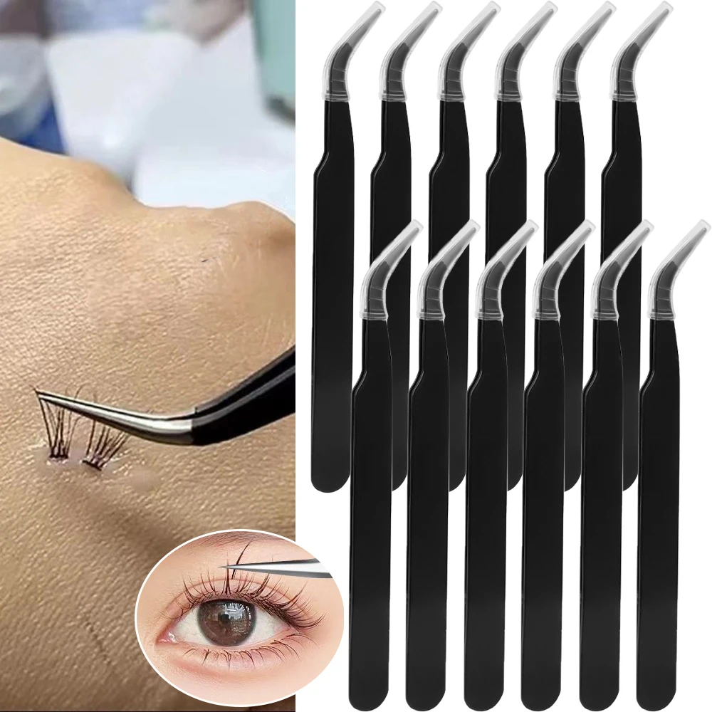 Extensões de cílios postiços pinças de aço inoxidável curvado em linha reta pinça sobrancelha beleza arte do prego strass gem picking ferramentas