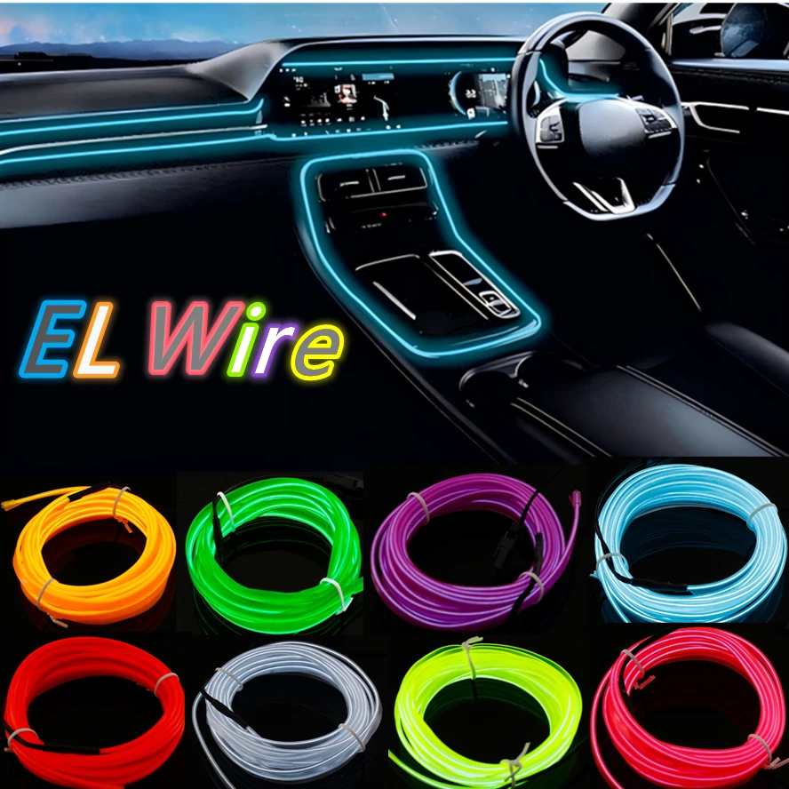 

5M Многоцветные светодиодные ленты Гибкий неоновый свет EL Wire Led Dance Party Атмосфера Декор USB Батарейный блок Световая строка для драйвера